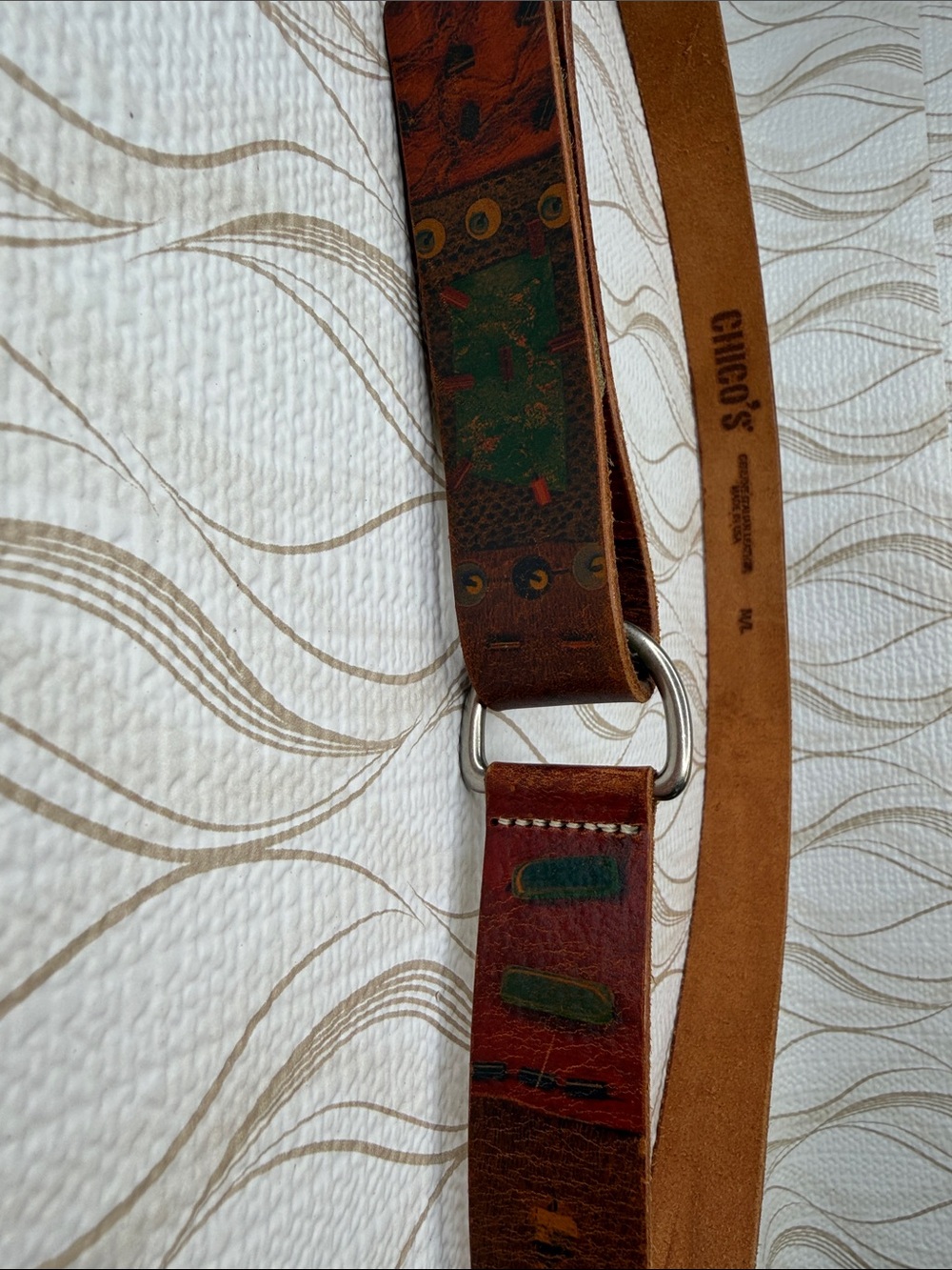 Chico's Multicolor Patterned Italian Leather Belt USA